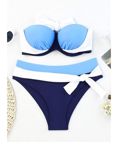 Women Push Up Two Piece Bikini Swimsuits Padded Swimwear Bathing Suit Za Blue $15.74 Swimsuits