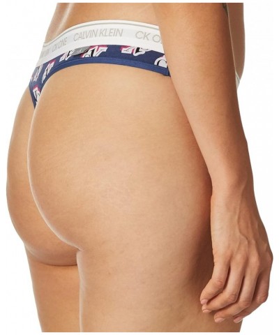 Women's Ck One Cotton Thong Panty Logo Step Print_seashore Blue $7.19 Lingerie