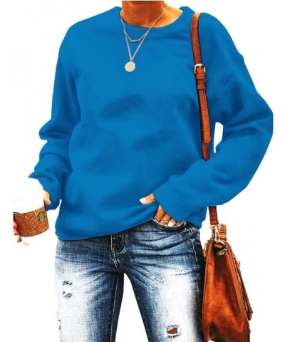 Women's Oversized Sweatshirt Long Sleeve Round Neck Solid Color Pullover Shirts Loose Fit Casual Fall Fahsion Outfits Blue $1...