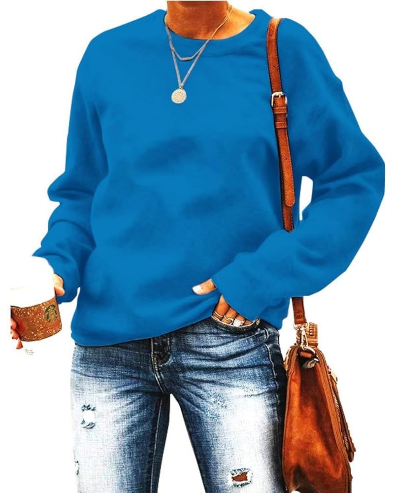 Women's Oversized Sweatshirt Long Sleeve Round Neck Solid Color Pullover Shirts Loose Fit Casual Fall Fahsion Outfits Blue $1...