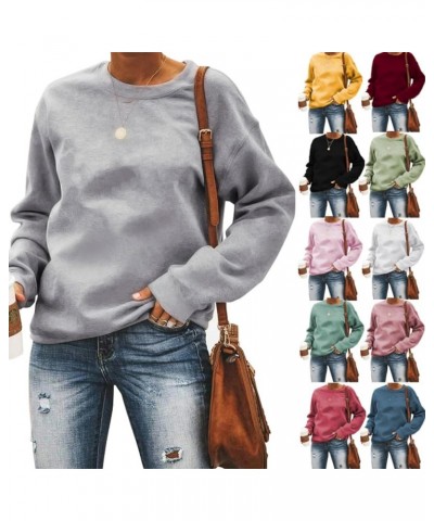 Women's Oversized Sweatshirt Long Sleeve Round Neck Solid Color Pullover Shirts Loose Fit Casual Fall Fahsion Outfits Blue $1...