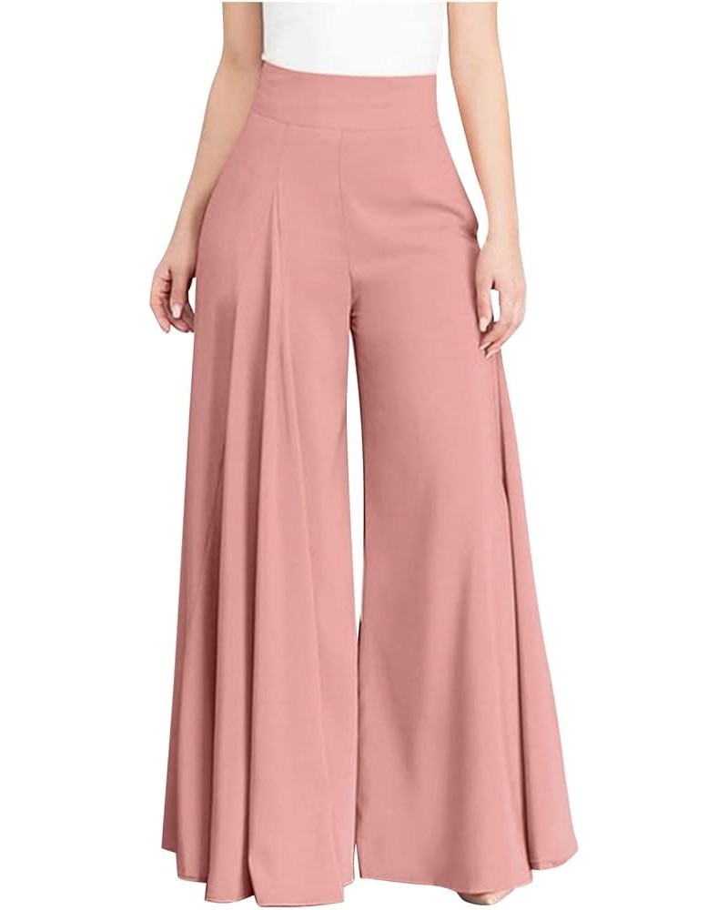 Womens Flowy Culottes Pants High Waist Gaucho Pants Pleated Wide Leg Palazzo Pants Boho Summer Beach Outfits 2023 Pink 3 $8.3...