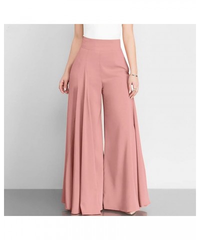 Womens Flowy Culottes Pants High Waist Gaucho Pants Pleated Wide Leg Palazzo Pants Boho Summer Beach Outfits 2023 Pink 3 $8.3...