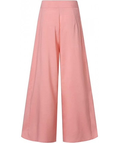 Womens Flowy Culottes Pants High Waist Gaucho Pants Pleated Wide Leg Palazzo Pants Boho Summer Beach Outfits 2023 Pink 3 $8.3...