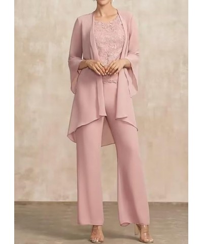 3 Pieces Mother of The Bride Pant Suits for Wedding Lace Appliques Outfit Sets with Jacket Rust $26.20 Suits