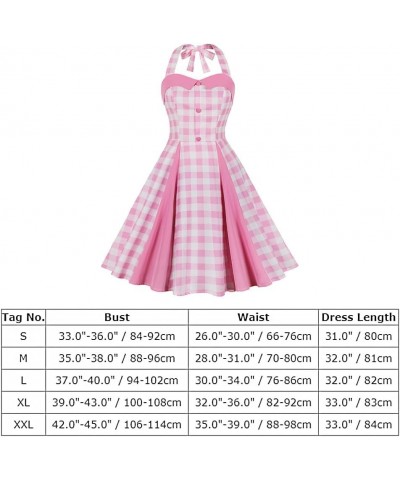 1950s Dresses for Women Vintage Retro Cocktail Party Swing Dresses Halter Floral Rockabilly 50s Polka Dot Pin up Dress Pink $...