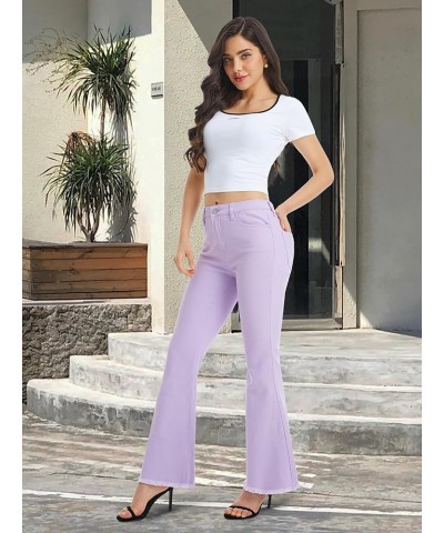 Womens Flare Jeans High Waist Bell Bottom Jeans for Women High Rise Stretchy Denim Distressed Raw Hem Wide Leg Pants Purple $...