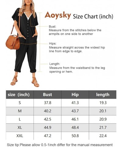 Oversize Women's One Piece Button Up Jumpsuit Casual Loose Short Sleeve V Neck Onesies Rompers With Pockets White $22.50 Jump...