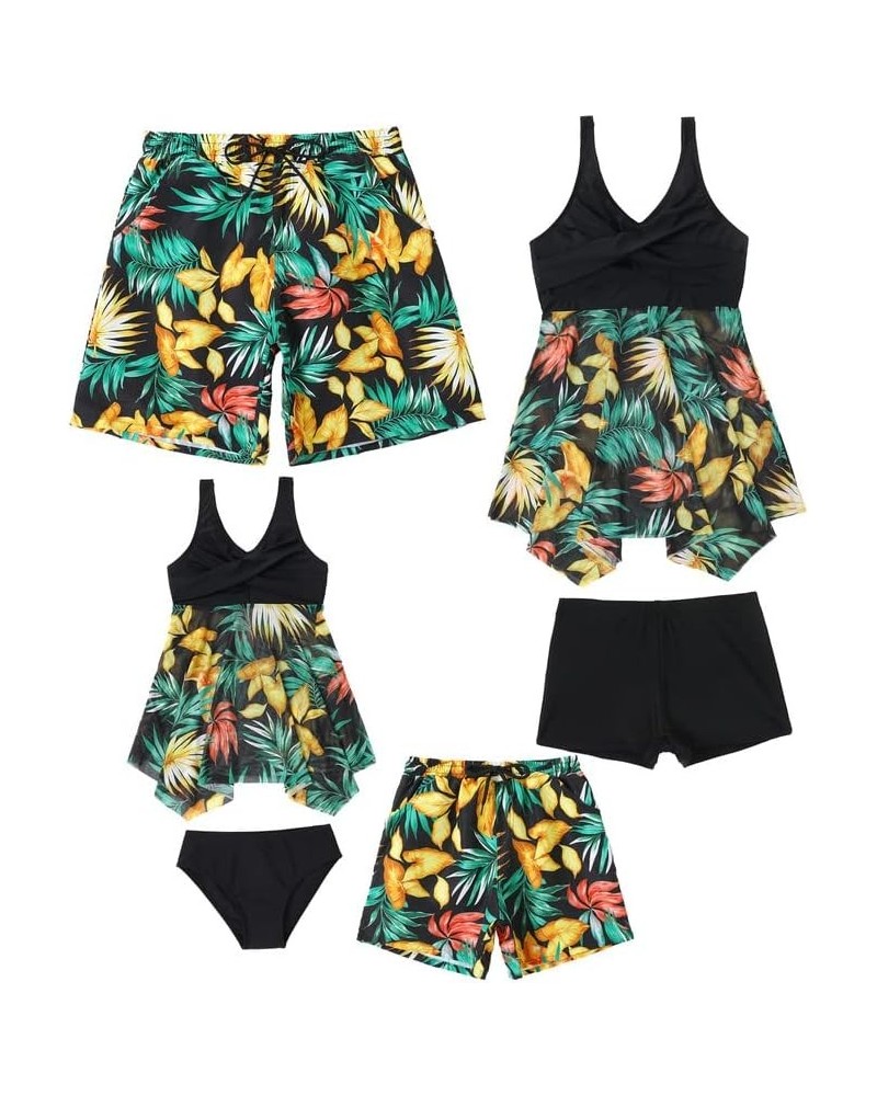 Family Matching Swimsuit Sets Plus Size High Waisted Two Piece Bikini Sets for Women Matching Swimwear for Boys Girls Girls M...