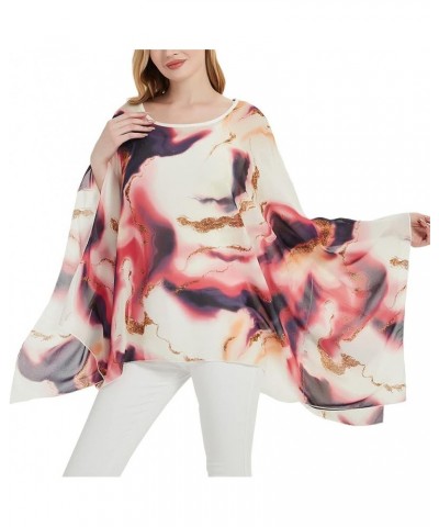 Women's Loose Solid Long Batwing Sheer Chiffon Caftan Wrap Poncho Tunic Top Topper Quicksand Tie-dye $12.75 Swimsuits