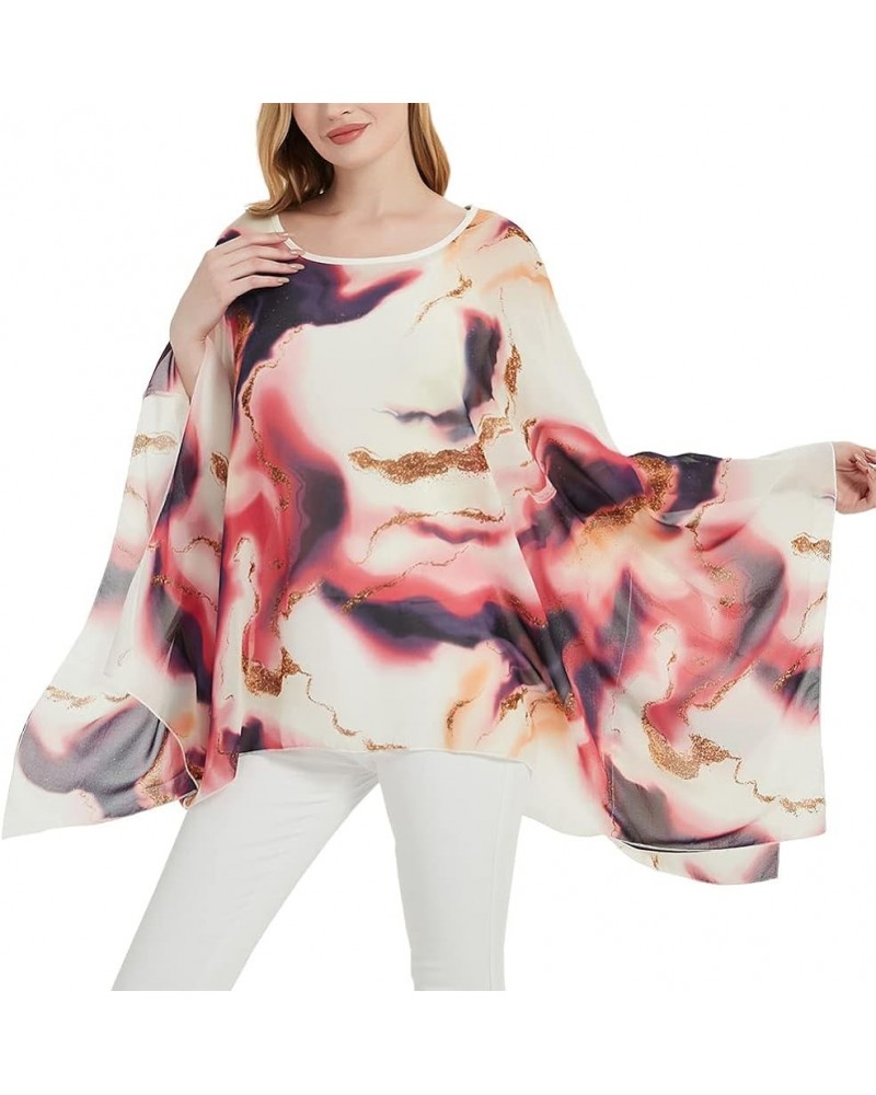 Women's Loose Solid Long Batwing Sheer Chiffon Caftan Wrap Poncho Tunic Top Topper Quicksand Tie-dye $12.75 Swimsuits