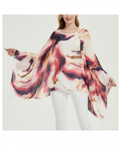 Women's Loose Solid Long Batwing Sheer Chiffon Caftan Wrap Poncho Tunic Top Topper Quicksand Tie-dye $12.75 Swimsuits