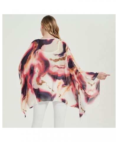 Women's Loose Solid Long Batwing Sheer Chiffon Caftan Wrap Poncho Tunic Top Topper Quicksand Tie-dye $12.75 Swimsuits