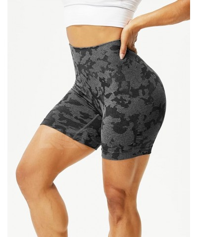 Womens Workout Biker Shorts Seamless High Waisted Tummy Control Slimming Athletic Gym Yoga Pants 01 Camo Black $12.04 Activewear