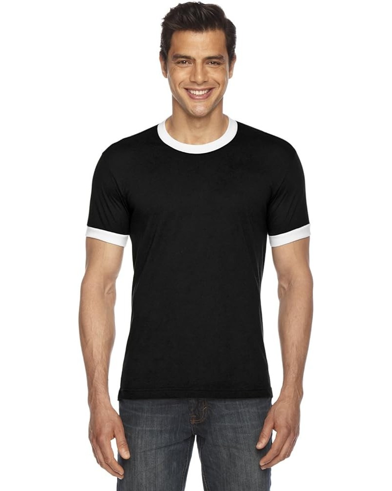 Men's Poly-Cotton Short Sleeve Crew Neck Black/White $8.40 T-Shirts