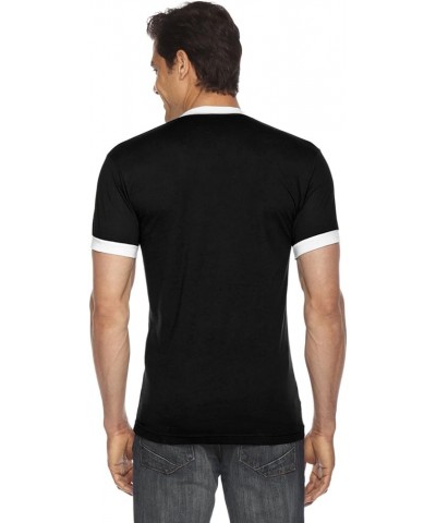 Men's Poly-Cotton Short Sleeve Crew Neck Black/White $8.40 T-Shirts