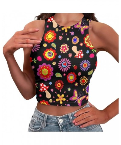 Crop Tops for Women Athletic Tank Tops Workout Cropped Top Summer Going Out Camisole Mushroom Boho $10.63 Tanks