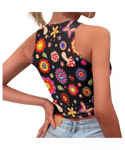 Crop Tops for Women Athletic Tank Tops Workout Cropped Top Summer Going Out Camisole Mushroom Boho $10.63 Tanks