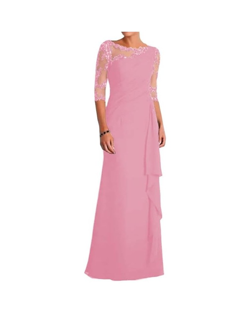 Mother of The Bride Dresses Long Sleeve Wedding Guest Dresses for Women Chiffon Lace Dusty Rose $44.24 Dresses