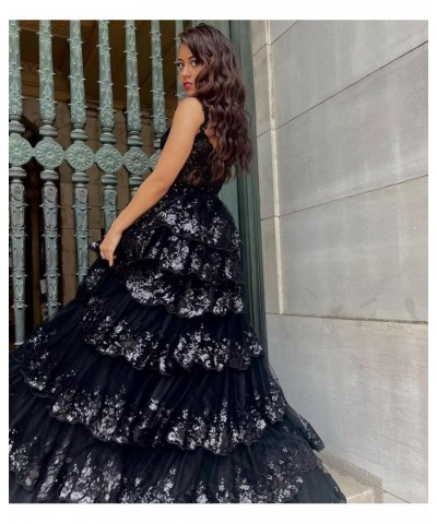 Lace Tulle Prom Dress Sparkly Long Layered Off Shoulder Ball Gowns with Slit Plum $55.80 Dresses