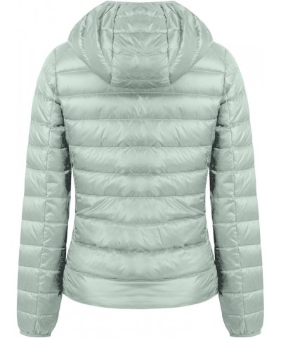 Women's Short Down Coat Packable Puffer Jacket With Hooded Winter Ultra Light Outerwear Bean Green $20.50 Jackets