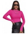 Women's High Neck Zebra Print Pullovers Long Sleeve Top Hot Pink $15.94 Sweaters