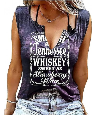 Tennessee Whiskey Shirt for Women Country Music T-Shirts Keyhole Neck Short Sleeve Concert Graphic Tees Blue $10.06 T-Shirts