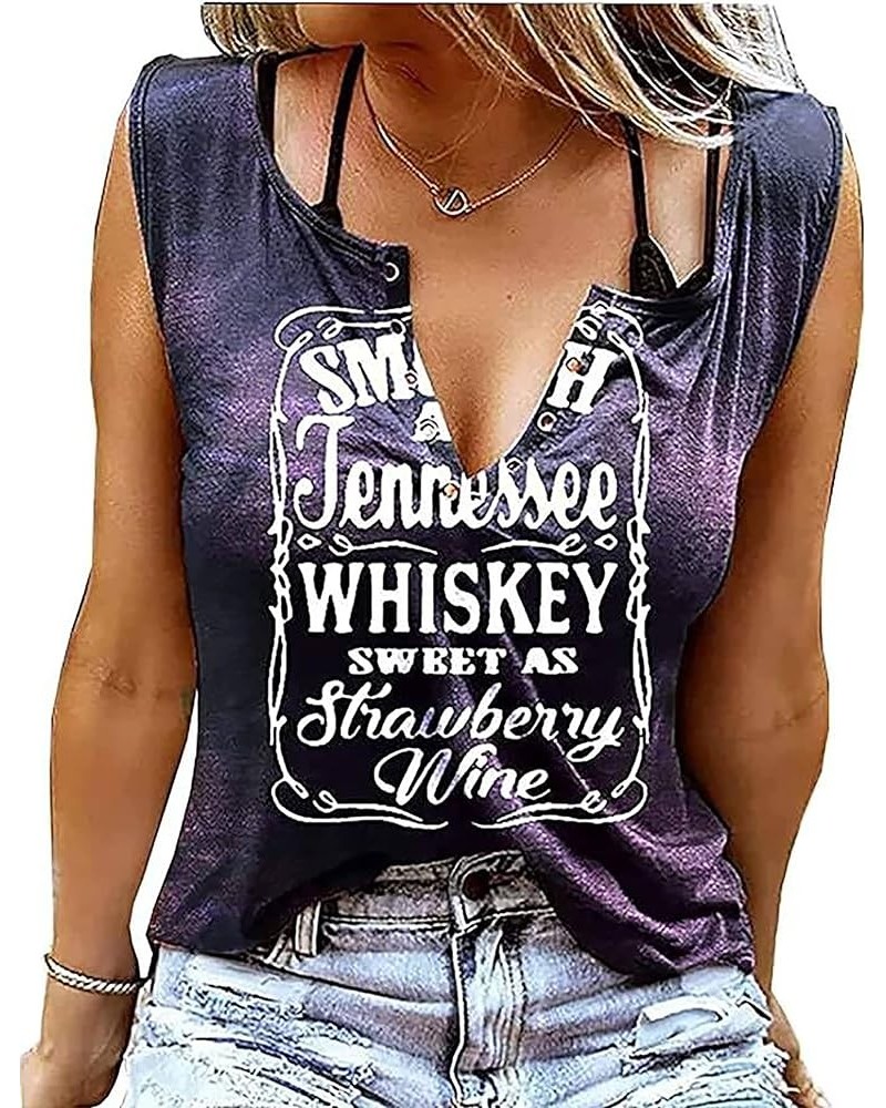 Tennessee Whiskey Shirt for Women Country Music T-Shirts Keyhole Neck Short Sleeve Concert Graphic Tees Blue $10.06 T-Shirts