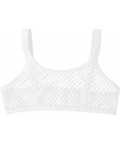 Women's Sheer Mesh Mermaid Sea Shell Bra Top Workout Yoga Camisole Crop Top White Fishnet 2 $6.73 Lingerie