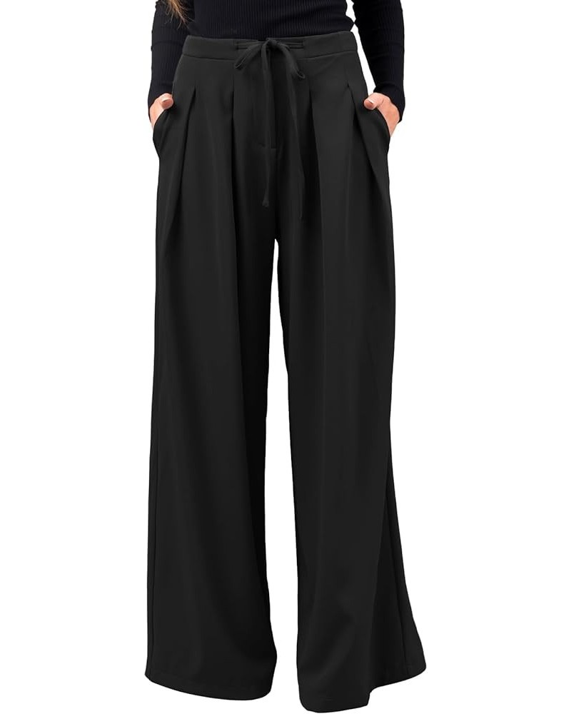 Womens High Waisted Straight Leg Long Palazzo Pants Casual Business Office Work Trousers Black $18.00 Pants