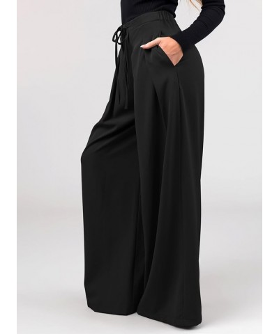 Womens High Waisted Straight Leg Long Palazzo Pants Casual Business Office Work Trousers Black $18.00 Pants