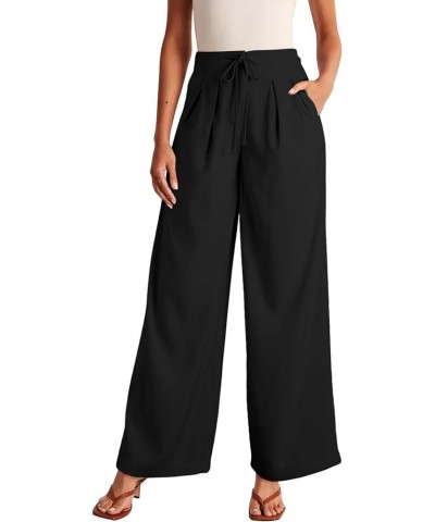 Womens High Waisted Straight Leg Long Palazzo Pants Casual Business Office Work Trousers Black $18.00 Pants