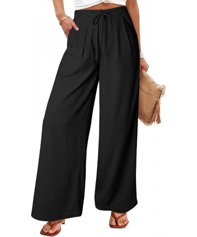 Womens High Waisted Straight Leg Long Palazzo Pants Casual Business Office Work Trousers Black $18.00 Pants