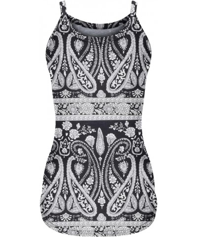 Summer Casual Paisley Printed Tank Top for Women Casual Boho Sleeveless Cami Vest Trendy Halter Neck Beach Floral Print Tees ...