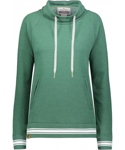 Women's Ladies All-American Funnel Neck Pullover Dark Green Heather/White $26.62 Activewear