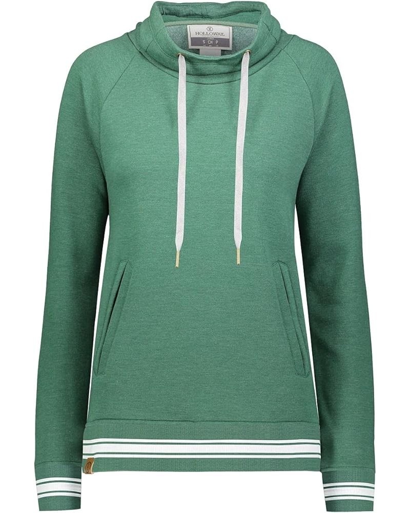 Women's Ladies All-American Funnel Neck Pullover Dark Green Heather/White $26.62 Activewear