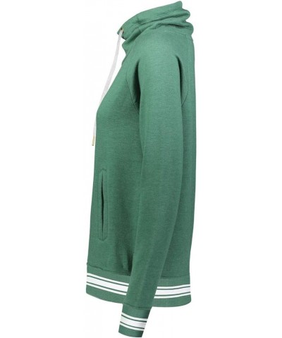 Women's Ladies All-American Funnel Neck Pullover Dark Green Heather/White $26.62 Activewear