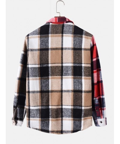 Mens Plaid Shirt,Long Sleeves,Classic Flannel Shirt Button Down Shirt Jacket Tops A-deep Red $24.59 Shirts