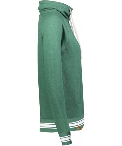 Women's Ladies All-American Funnel Neck Pullover Dark Green Heather/White $26.62 Activewear