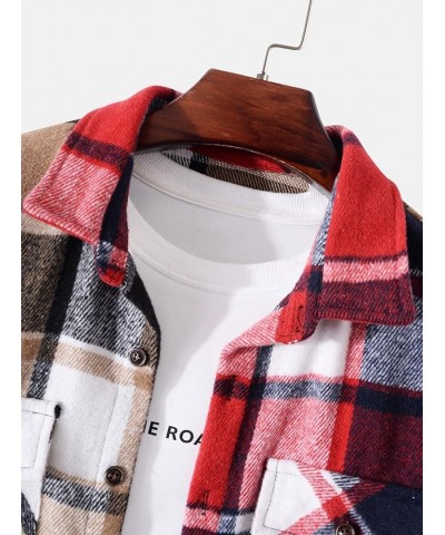 Mens Plaid Shirt,Long Sleeves,Classic Flannel Shirt Button Down Shirt Jacket Tops A-deep Red $24.59 Shirts