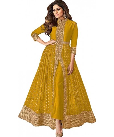 Wedding Reception Wear Indian Pakistani Stitched Slit Anarkali Gown with Dupatta Dresses Choice 6 $36.00 Dresses