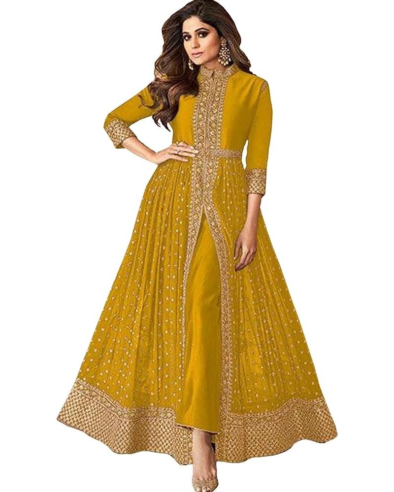 Wedding Reception Wear Indian Pakistani Stitched Slit Anarkali Gown with Dupatta Dresses Choice 6 $36.00 Dresses