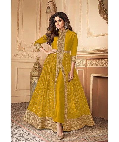 Wedding Reception Wear Indian Pakistani Stitched Slit Anarkali Gown with Dupatta Dresses Choice 6 $36.00 Dresses