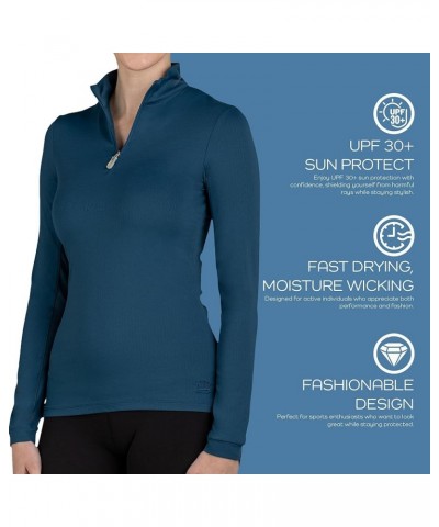 Printed Base Layer Women's Activewear | 1/4 Zip Long Sleeve Sun Protection | Golf, Equestrian, Outdoor Apparel Teal Paisley $...