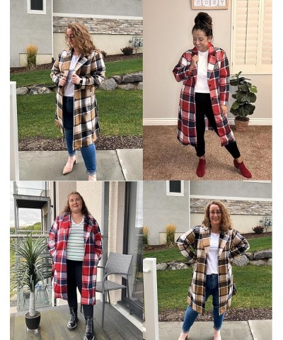 Womens Plus Size Flannel Plaid Shacket Jacket Button Down Long Sleeve Lounge Boyfriend Shirt Long Tartan Coat Ydl4 $13.25 Blo...