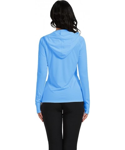 Women's UPF 50+ Sun Protection Hoodie With Pockets Long Sleeve T-Shirt for Running, Fishing, Hiking Zip Pocket Blue, Zip Pock...