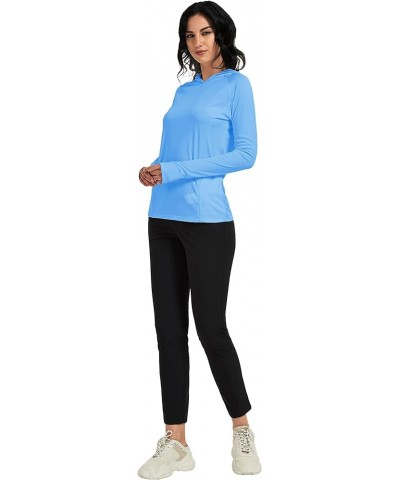 Women's UPF 50+ Sun Protection Hoodie With Pockets Long Sleeve T-Shirt for Running, Fishing, Hiking Zip Pocket Blue, Zip Pock...