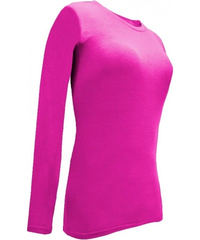 Women's Under Scrub Tee Crew Neck Long Sleeve T-Shirt-5-Pack Neon Pink $19.30 Tops