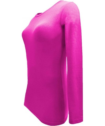 Women's Under Scrub Tee Crew Neck Long Sleeve T-Shirt-5-Pack Neon Pink $19.30 Tops