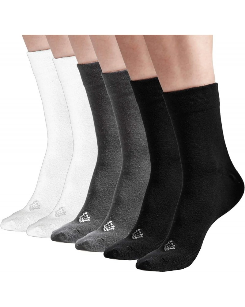 6 Pairs Womens/Mens Premium High Ankle premium Cotton Crew Socks, Unisex Solid Color Socks 6 Pack Black, Gray, White $8.80 Socks